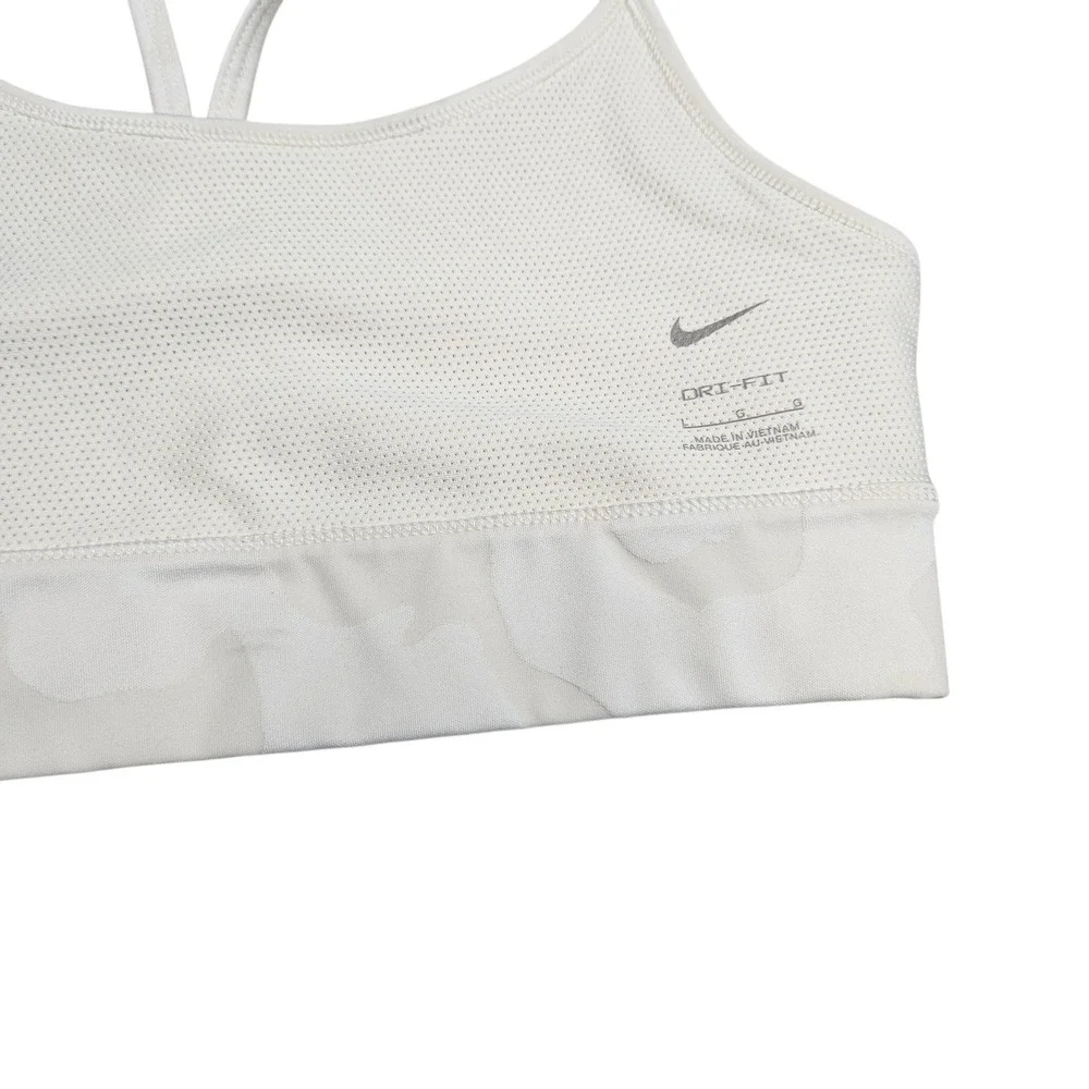 Nike Sports Bra Kids Large White Camo Dri-FIT Mesh Lined Athletic Activewear